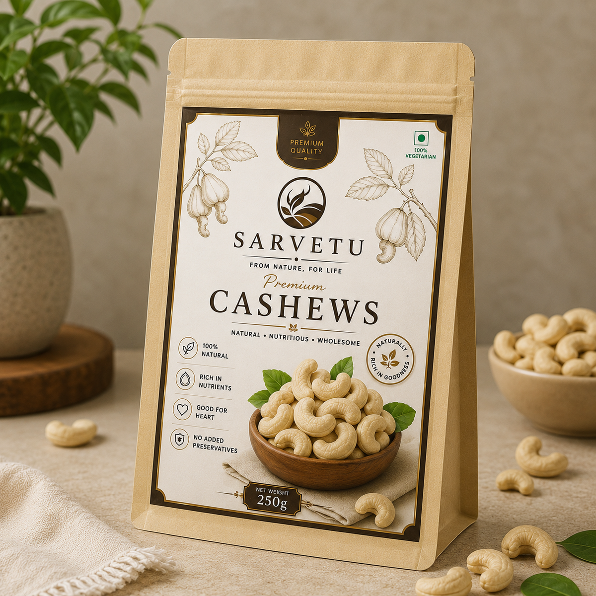 Sarvetu Premium Cashew (Kaju) 250gm
