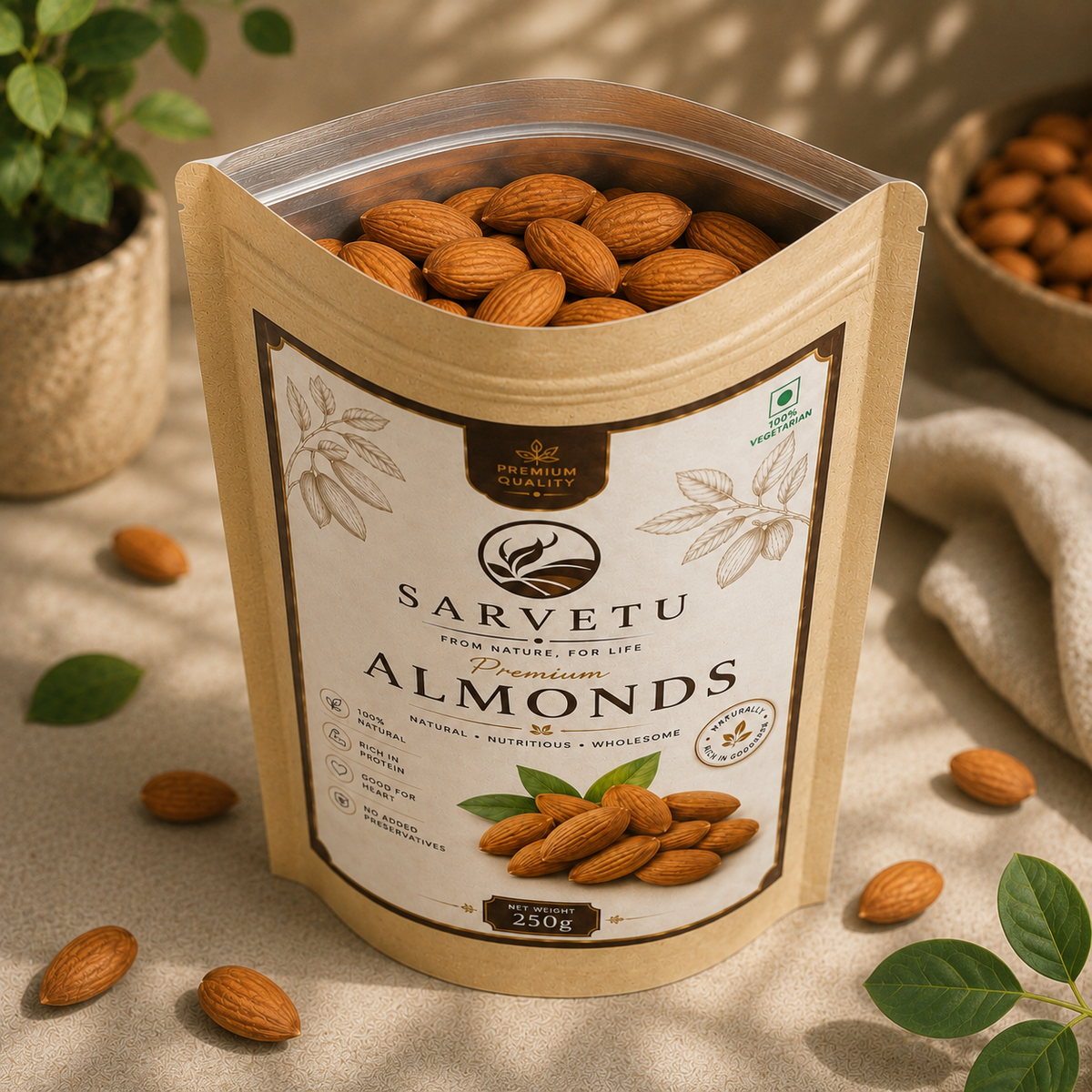 Sarvetu Premium Almonds Badam 250gm