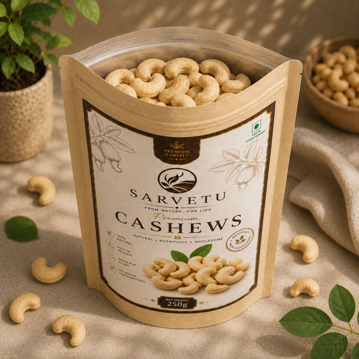 Sarvetu Premium Cashew (Kaju) 250gm